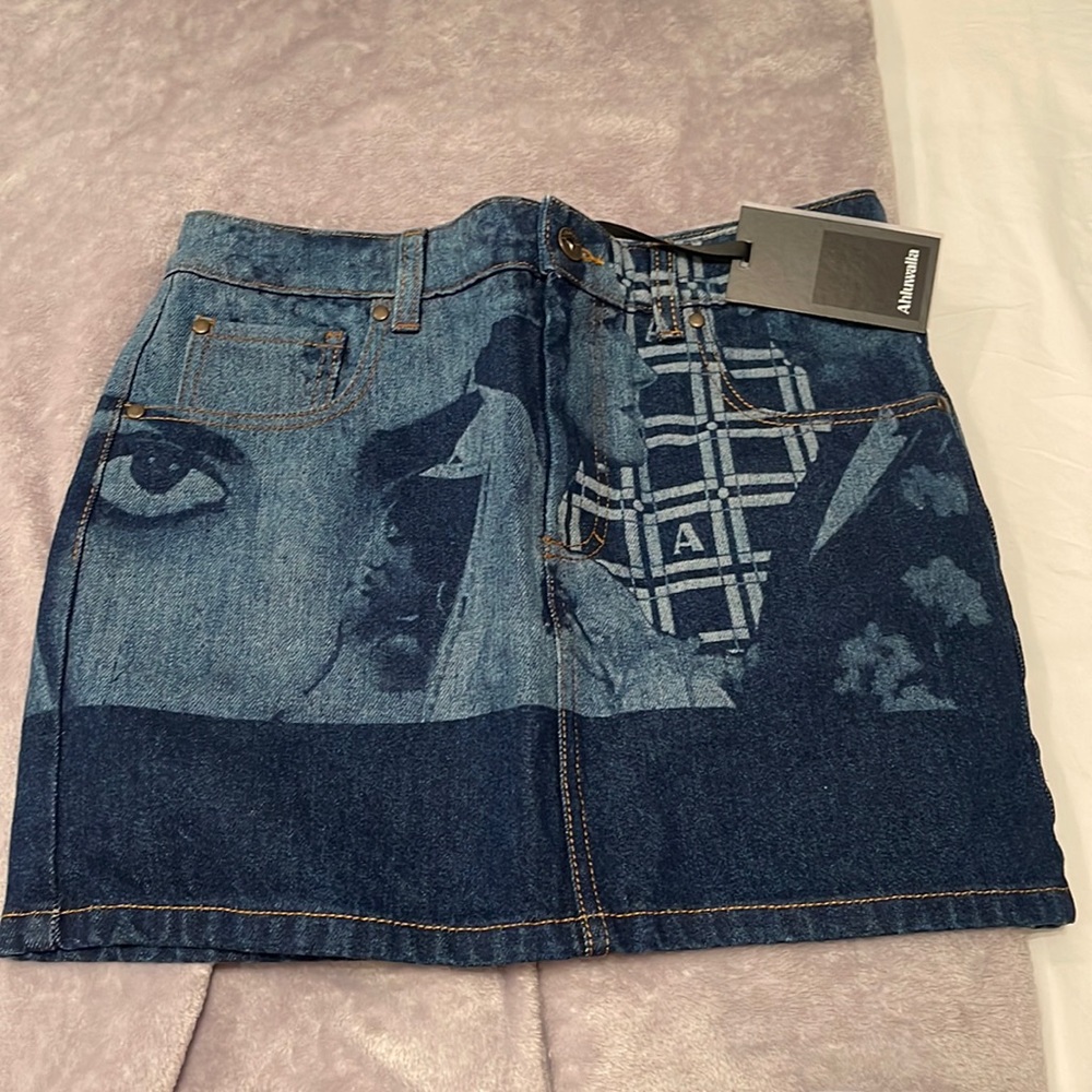 Ahluwalia eyes on you denim skirt size xs. never worn new with tags.